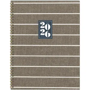 2026 Linen Large Weekly Monthly Planner with 12-Month Calendar Grid, Priorities Section, Habit Tracker, and Stickers - Large Planner for School or Work - 9in x 11in