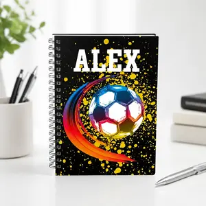 Personalized Football Theme Notebook Planner, Customizable Spiral Journal for Boys, Alex Name Design, Unique Gift Idea for Kids