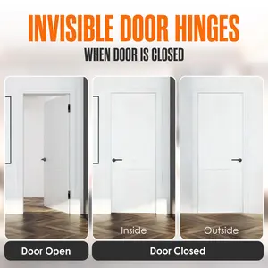 Houseables Hidden Door Hinge, Hidden Hinges, Concealed, Secret, Invisible, For Concealed Door, Interior, Bookcase, Bookshelf, Cabinet, Adjustable, Heavy Duty, Hardware Included, 180 Degree, 6”, 2 Pack