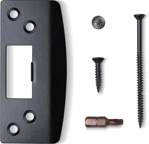 Door Strike Plate, Heavy Duty Version,  Striker Plate, Reinforced Latch Guide Plate with Large Hole, Fix Door Won't Latch in, Cover Worn Jamb Slot (Matte Black, 1 Pack)