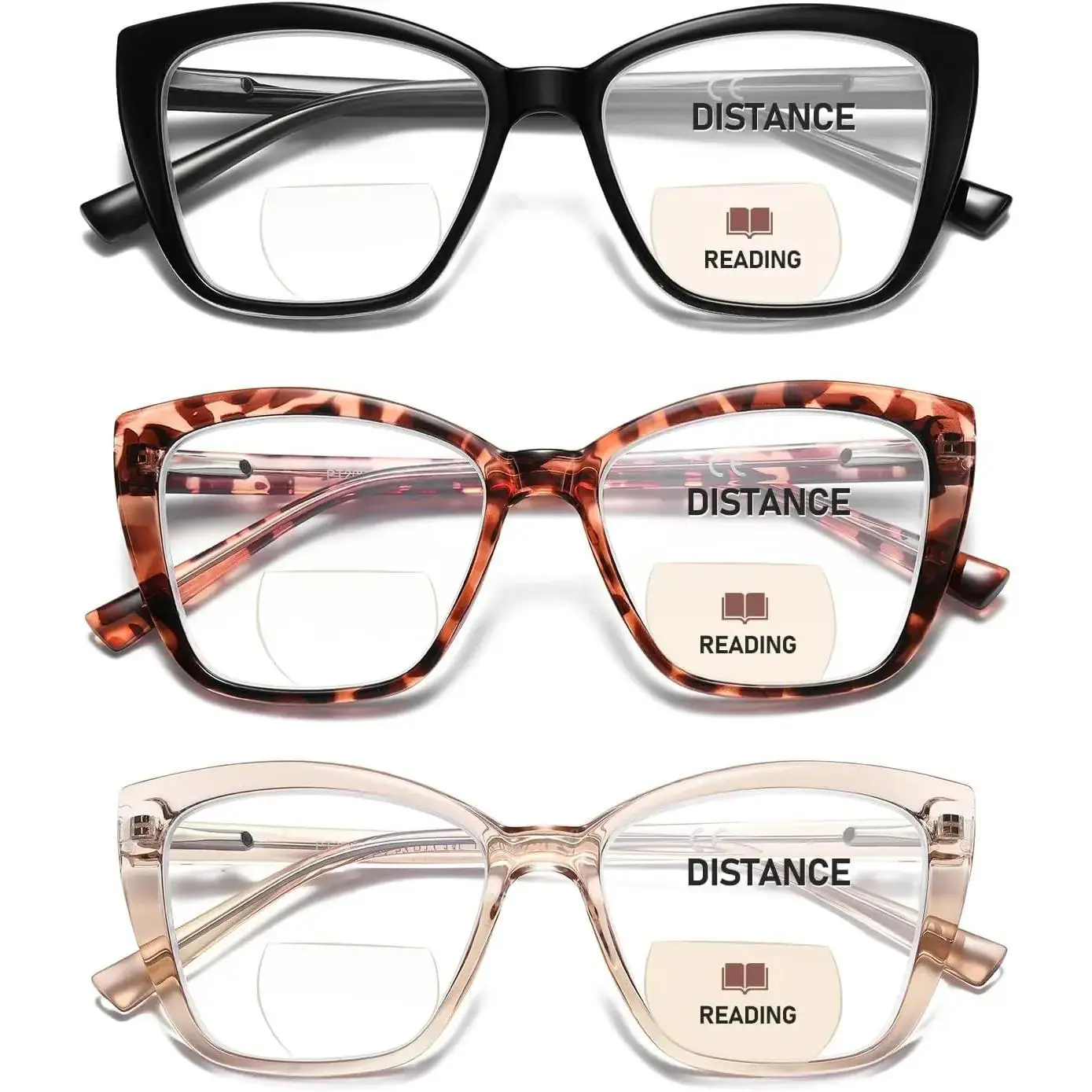 Fashion frame Bifocal Reading Glasses Women Cat Eye Oversized Blue Light Blocking Computer Readers Designer Clear Top Eyewear