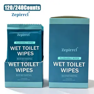 Flushable Adult Butt Wipes,Wet toilet wipes, 120/240 Count, Gentle Cleansing Wipes, Septic and Sewer Safe, Suitable for Men and Women, Bathroom Essential, 60 Wipes per Box