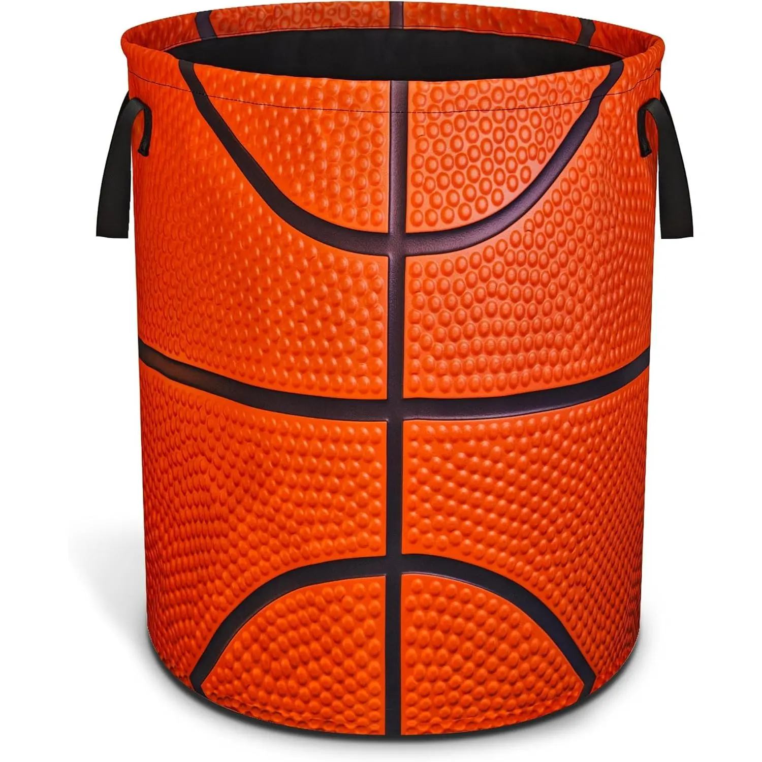 Basketball Texture Foldable Waterproof Oxford Cloth Laundry Hamper, 17.7x13.7 in Clothes & Toys Storage Organizer for Bathroom & Bedroom (Sports-Inspired Home Organization Solution)