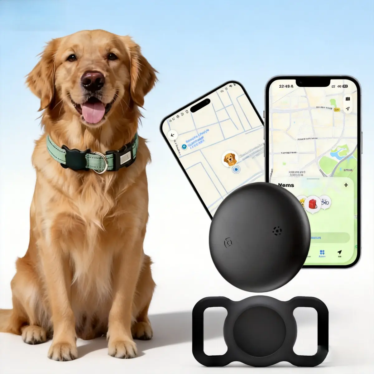 GPS Tracker for Dogs (Android & iOS) - No Subscription Dog GPS Tracker Collar Smart Cat Bluetooth Activity Tracker, Works with Google Find Hub & Apple Find My App, Anti-Lost for Pet Items Keys Grey