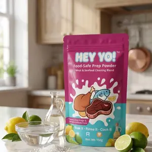 HEY YO!Food-Safe Prep Powder Meat &Seafood Cleaning Blend 150g .Natural Powder made with Salt, Lemon & Vinegar & Lime