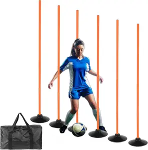 6 count 5FT Adjustable Agility  Poles for Soccer,Basketball, Football, Horse,-Speed and Agility  Equipment   Poles with Rubber Bases and BagOrange