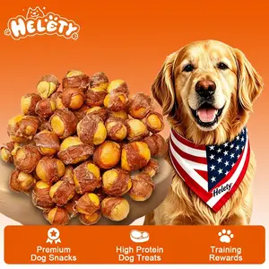 HELETY Grain-Free Duck Breast & Egg Yolk Wrapped Dog Jerky Treats, Low Sodium, High Protein, Omega 3, Joint Support with Glucosamine & Chondroitin, No Artificial Preservatives, Resealable Bag Natural Dog Snack Alternative to Chews collagen