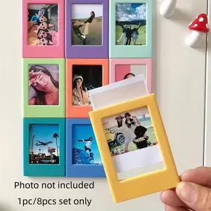 1/8Pcs 3 Inch Colorful Magnetic Photo Frames, Fridge Magnets Compatible with Instax Films, Photo Display Decor Decoration for Home, Office, Kitchen, Bedroom. Perfect Birthday, Graduation and Holiday Gifts for Halloween, Christmas, Father’s Day.