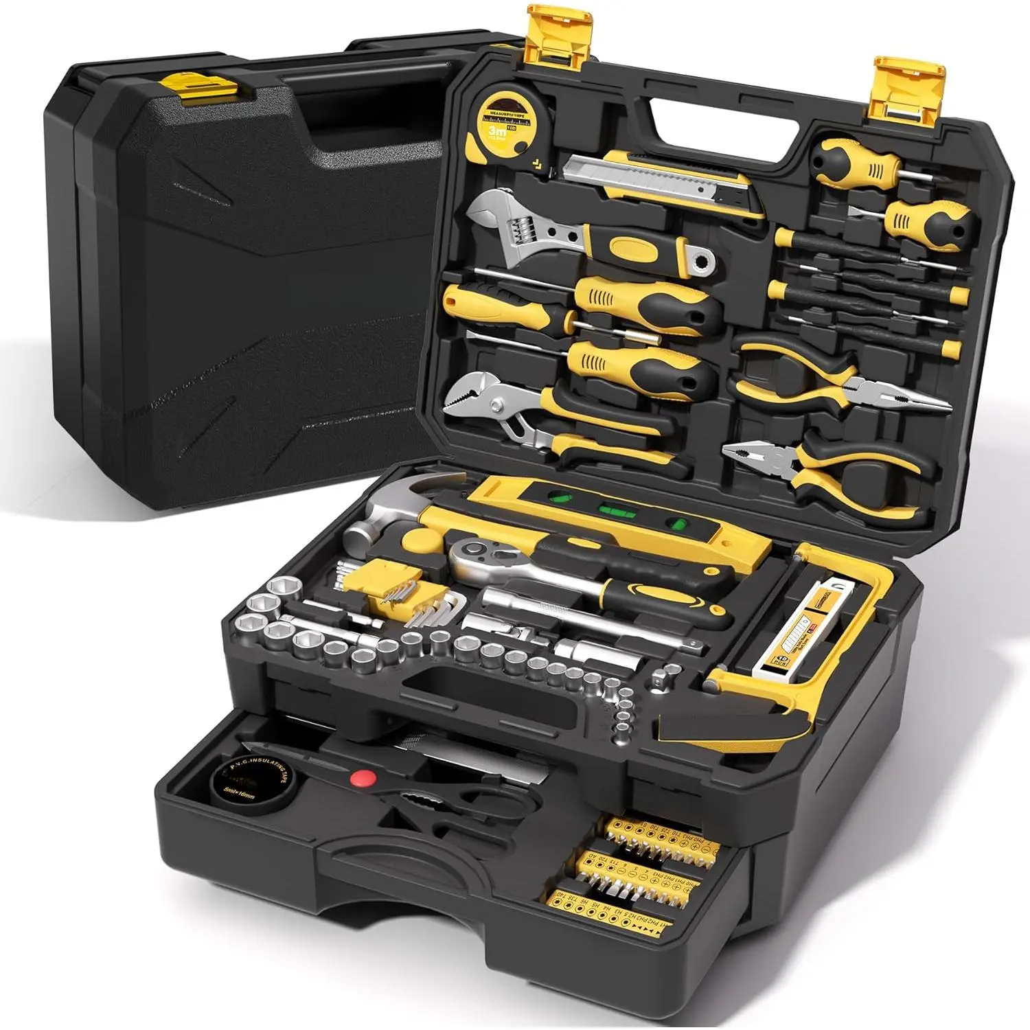 328 Piece Tool Kit For Home,Hand Repair Tool Set,Toolbox Storage Case with Drawer,General Household/Auto Tool Set,Perfect for Homeowner, DIY, Handyman