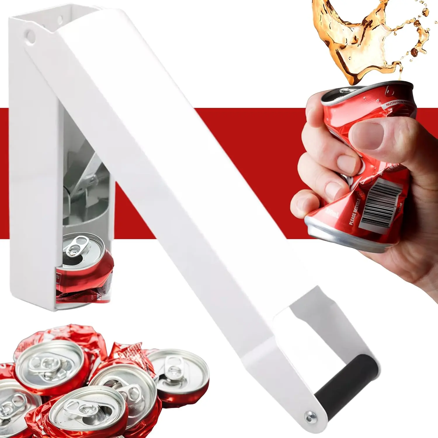 Heavy Duty Wall-Mounted Can Crusher, Aluminum & Plastic Bottle Compactor Smasher for Recycling Seltzer, Soda & Beer Containers