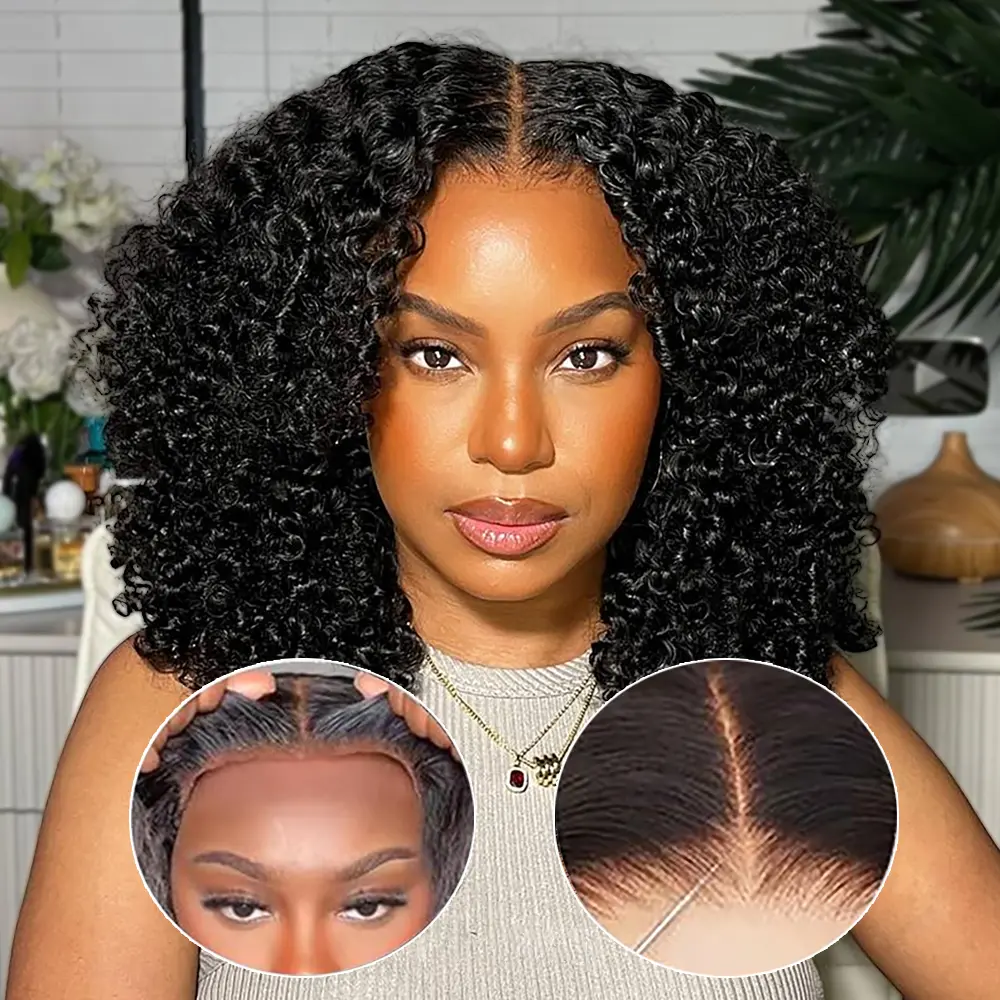 New 13x6 Glueless Kinky Curly Pre Cut Glueless Human Hair Wig Ready To Wear And Go 7x5 Brazilian HD Lace Closure Wigs For Women Pre Plucked 200% Density