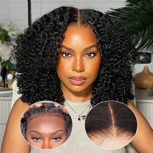 New 13x6 Glueless Kinky Curly Pre Cut Glueless Human Hair Wig Ready To Wear And Go 7x5 Brazilian HD Lace Closure Wigs For Women Pre Plucked 200% Density