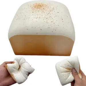 Slow Rising Squishy Toast Bread, Ultra-Soft Foam Squishy, Sticky & Extra Thick - Anxiety Relief Stress Balls Toy for Adults (White)