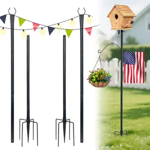 Metal String Light Pole for Outdoor Hanging Decoration, Garden Backyard Patio Use, Party Wedding Lighting Stand, Iron Material