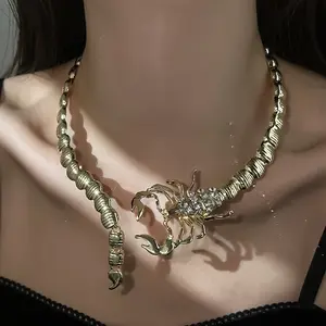 Luxury statement scorpion necklace with rhinestone embellishment, open collar necklace jewelry, perfect for parties and formal events