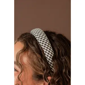 White & Black Checked Headband