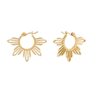 Stardust Araw Earrings Filipino Sun Statement Earrings in Stainless Steel with Stardust Texture 30 mm Wide