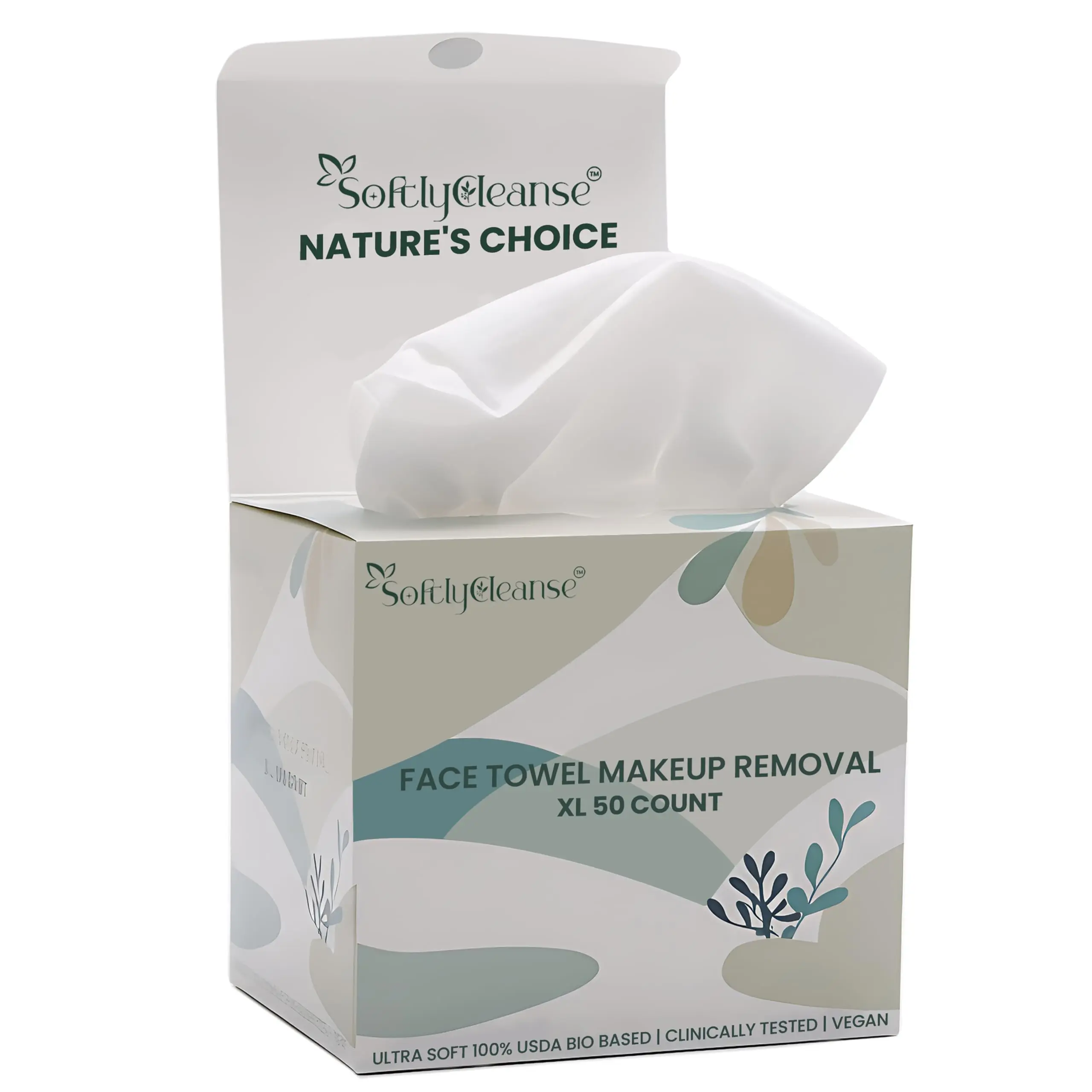 Disposable Makeup Remover Face Towels – 50 PCS Soft Plant-Based Face Towels Disposable – Double-Sided Facial Cleansing Towels for Makeup Removal, Skin Care & Daily Use