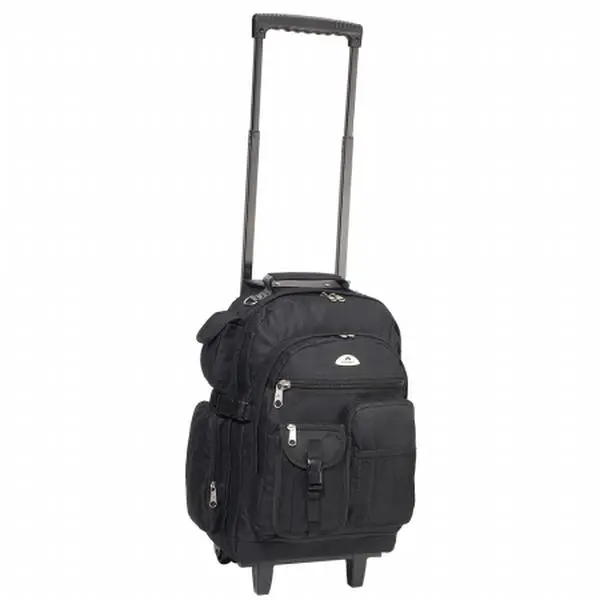 212 MAIN Everest 5045WH-BK 18.5 in. Deluxe Rolling Backpack - Front Zipper, Large Space, Multi-Pocketed, Compression Strap, Rolling Luggage Bag