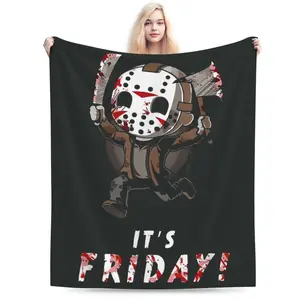 Horror Movie Blanket Jason Voorhees Blanket Super Soft Comfortable Warm Blanket Fluffy Plush Lightweight Bedding Quilt for All Seasons Bed Sofa Couch 80"x60" Large Size for Men Women.