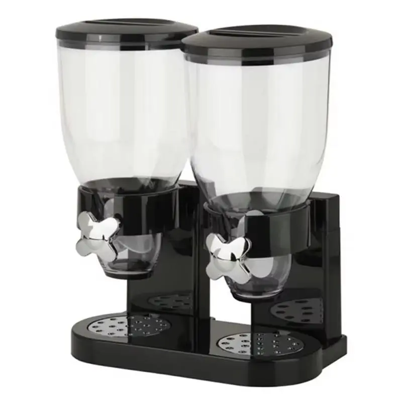 Multifunctional Plastic Transparent Airtight Compact Double Control Cereal Dispenser - Dual-Control Storage Container for Kitchen Household Organization (Sports & Outdoor Cycling Leisure Gear Companion), As Shown