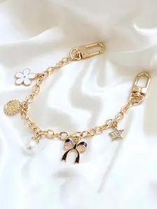 Fashion sweet glitter strawberry bag chain, golden Cuban chain cherry pendant, niche design exquisite and versatile suitable for daily bag travel, creative and versatile suitable for shopping and dating, Purse Accessories