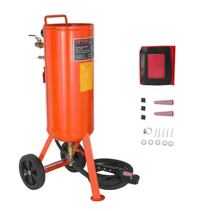 VEVOR  10 Gallon Heavy-Duty Sand Blaster, 60-110 PSI High Pressure Sandblaster, Portable Abrasive Blasting Tank, Air Sand Blasting Kit with 2 Ceramic Nozzles & 7.5ft Hose for Stain, Rust, Paint Remova, Rust Removal