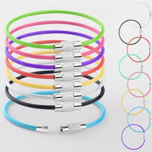 16Pcs Stainless Steel Key Rings, 6 Inch Coated Wire Keychain Cables 2mm, Luggage Tag Loops for Key Tags, Keychain Clips & Holder, Assorted Colors