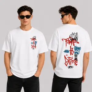 American Street Graffiti-Style T-Shirt with Multi color Font Print – Hip-Hop Men' Top