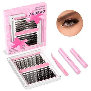 Glamour Upgrade DIY Fluffy Eyelash Extension Kit - 240 9-17 mm Thick Eyelash Curler, Eyelash Curler, Eyelash Adhesive & Sealant, Eyelash Tweezers, Long and Voluminous Eyelash Extensions for At-Home Extensions，Christmas gifts, New Year gifts, Black Friday