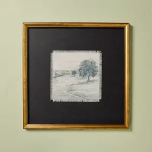18"x18" Square Matte Black Landscape Framed Wall Art - Hearth & Hand with Magnolia