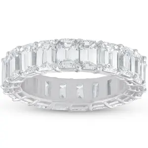 7ct Emerald Cut Diamond Platinum Eternity Wedding Ring Lab Grown