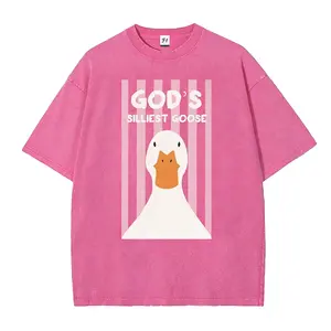 ZestLoop God's Silliest Goose Retro Washed Christian T-Shirt, Funny Duck Graphic Faith Tee Breathable Top