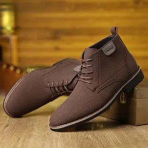 Men's Suede Lace-Up Ankle Boots, Casual Non-Slip Hiking Style
