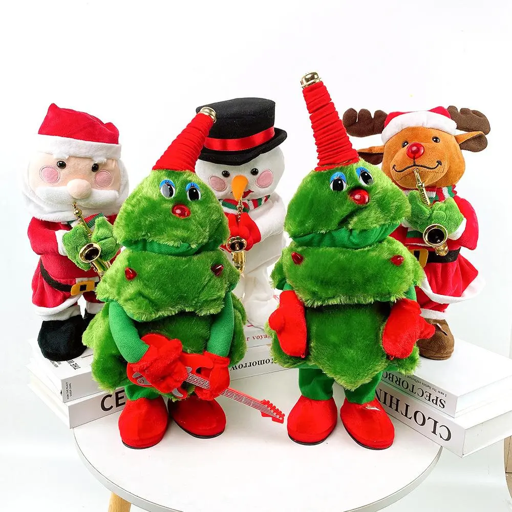 Christmas Dancing Plush Toys Cute Electric Christmas Gifts Glowing Tree Decorations Fun Holiday Decorations Suitable for Children and Families great christmas gift