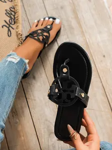 Women's Fashion Flat Sandals, Summer Comfort Shoes, Breathable Walking Flats, Sexy Less Than Ankle Style, Casual Daily Wear, Casual Slide Sandals, PU Leather Slides, Dressy Flat Sandals, Elegant Sandals