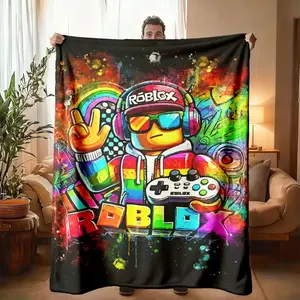 Roblox Graffiti Theme Flannel Blanket, Large Size, Soft Lightweight Warm, Perfect for Bed Sofa Office Camping Travel, Spring Gift, Throw Blanket