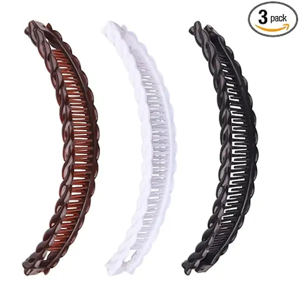 3 Pieces Clincher Combs Banana Combs Banana Clip Grip Comb Fishtail Fish Hair Lady Fish Shape Ponytail Banana Clip Girls Long Women Clamp Accessory