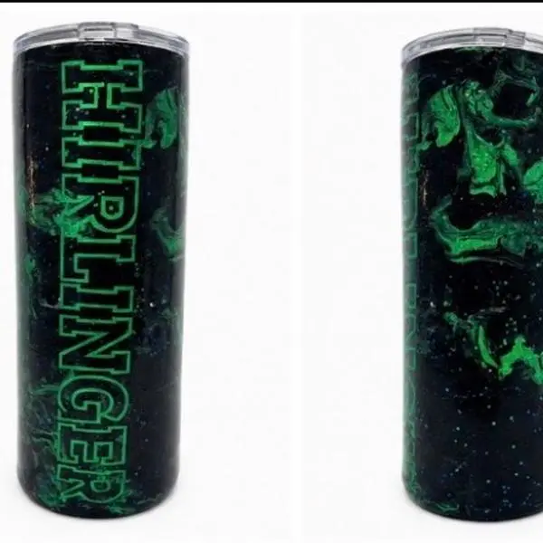 Green and black marble tumbler