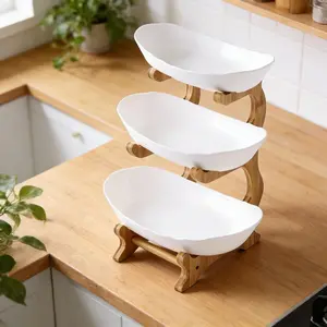 Layered Standing Fruit Basket, Natural Wooden Design with Stable Legs, 2 Layer/3 Layer Options, Multi-Functional Storage for Kitchen & Fridge