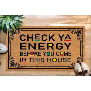 Check Your Energy Before You Enter 30"x17" Large Funny Welcome Doormat for Indoor/Outdoor Entrance, Holiday & Christmas Front Door Mat with Non-Slip Rubber Backing, for Home Decor