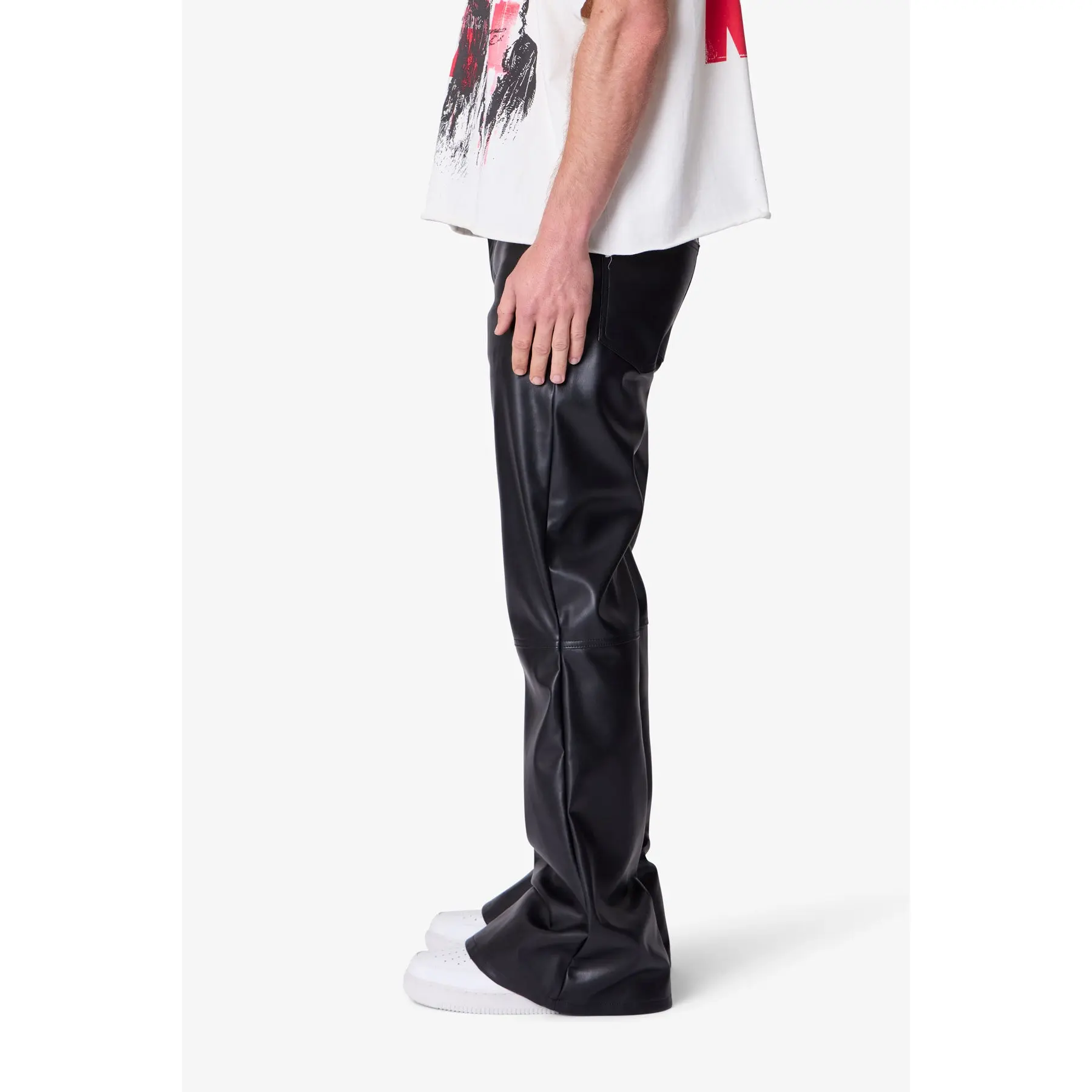 mnml Leather Flare Pants - Black - TikTok Shop
