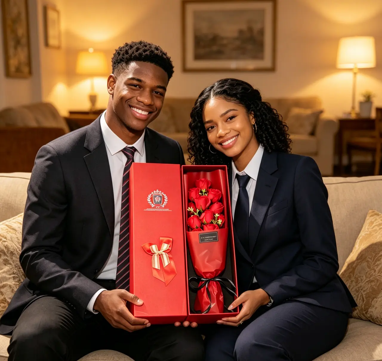 Luxury Wrap Red Rose Bouquet Gift Box - Floral Rose Flower Arrangement Party Gift for Her, Ideal for Anniversary & Valentine's Day