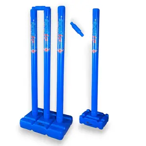 Bratla Pro Cricket Plastic Wicket Stumps with Base Blue Multi Surface Placement