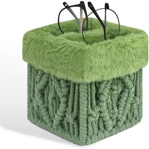 2 in 1 Glasses Holder Stand, Anti-scratch Plush Lined Eyeglass Holder Stand, Eye-glass Storage Organizer Case for Nightstand, Office Desk, Table, Green