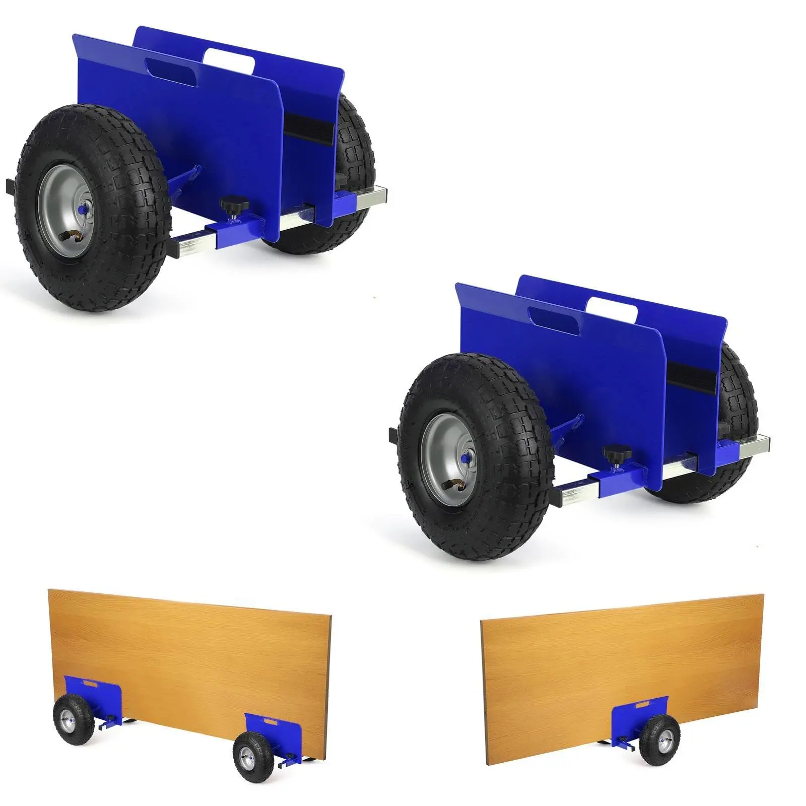Blue-2 PCS Panel Dolly 600 LBS Capacity, Slab Dolly with 10" Rubber Inflatable Tires, Adjustable Drywall Mover for Drywall Sheets & Door Transport All Terrain Moving, Wall Panels, Plywood