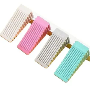 4 Pack Door Stoppers,Dopamine Color Rubber Door Stopper Wedge,Door Stoppers Security Sturdy Door Stops for Floor (White, Pink, Grey, Green)