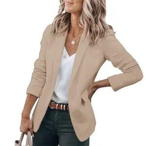 Imily Bela Womens Casual Blazers Open Front Long Sleeve Work Office Suit Jackets Blazer Fitted Basic Lapel Collar with Button Design & Pockets