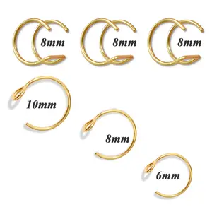 Faux Septum Nose Ring Clip-on Handmade 20 Gauge Wire in Gold or Silver Copper Coating for Unisex Style