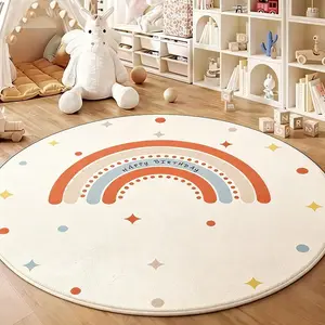 Cartoon Baby Room Rug, Stain-Resistant Easy Clean, Kids Climbing Mat, Reading Area Bedroom Carpet, Cute Round Rug